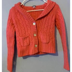 J-Crew Salmon Hooded Knitted Sweater: Extra large and Wide Buttons